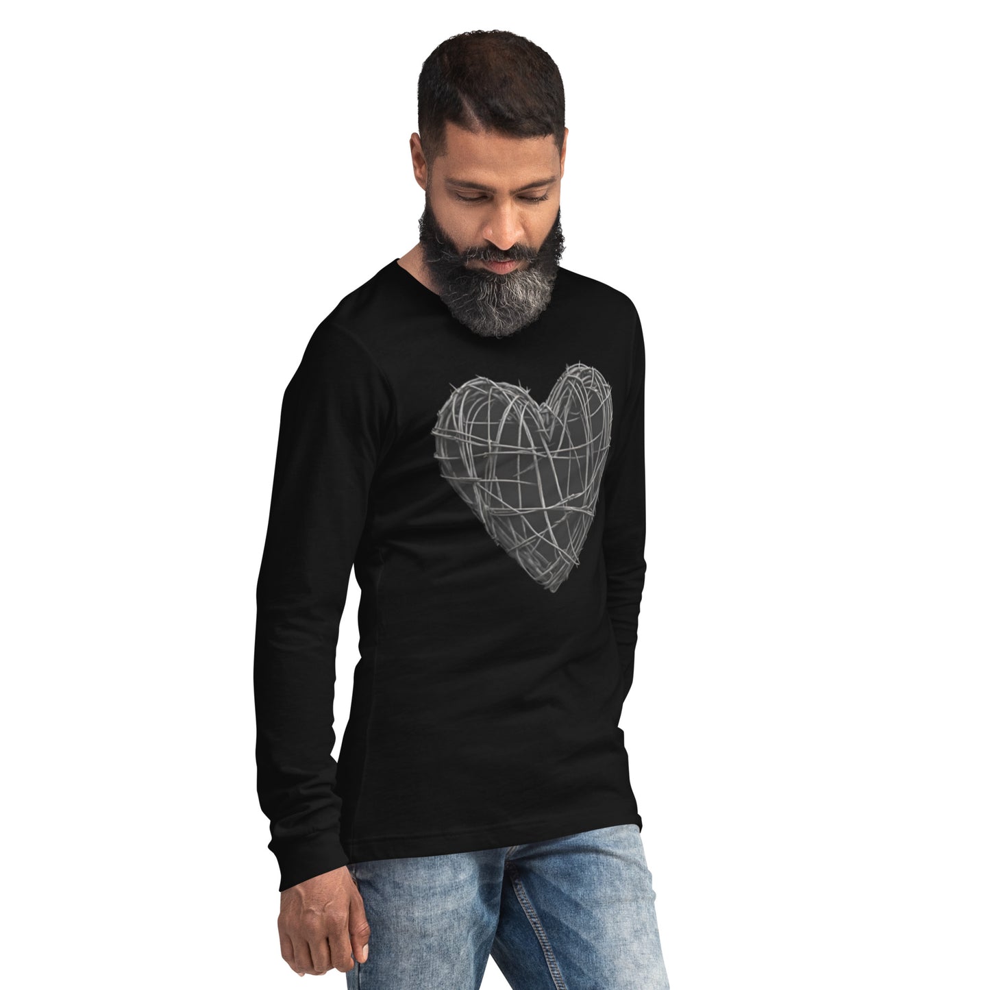BARBED WIRE HEART UNISEX LONG SLEEVE TEE