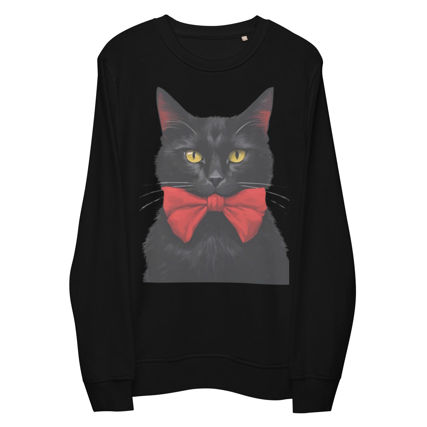 BLACK KITTY RED BOW UGLY CHRISTMAS SWEATSHIRT