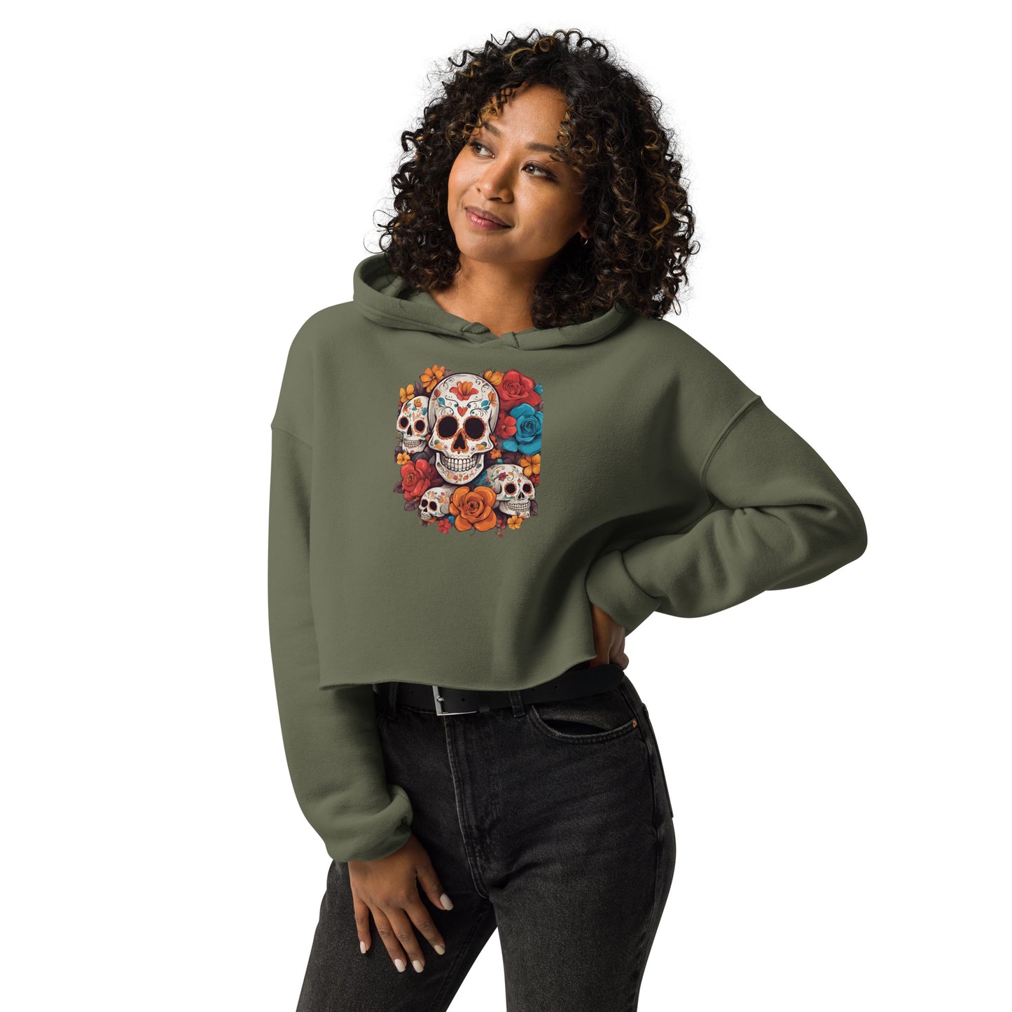DIA DE LOS MUERTOS CROP HOODIE