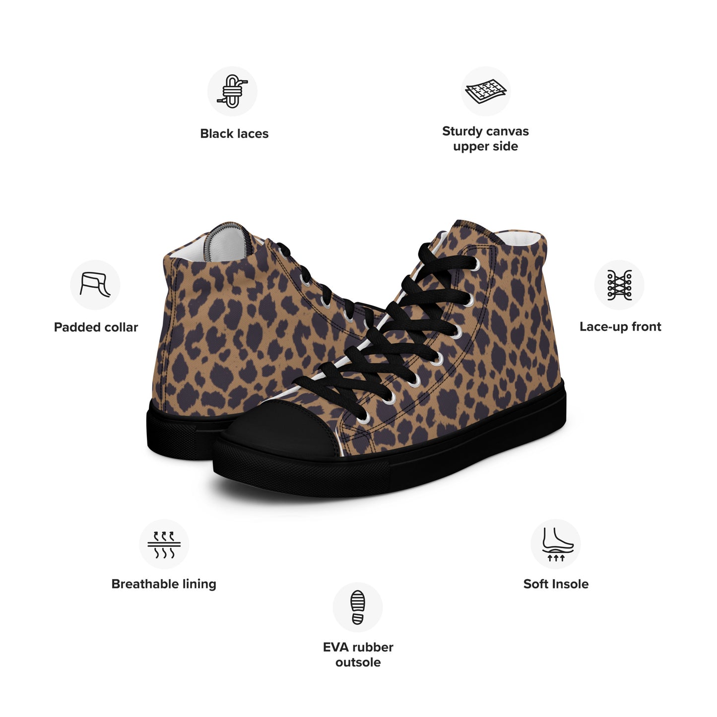 WOMEN'S LEOPARD PRINT HIGH TOP CANVAS SHOES