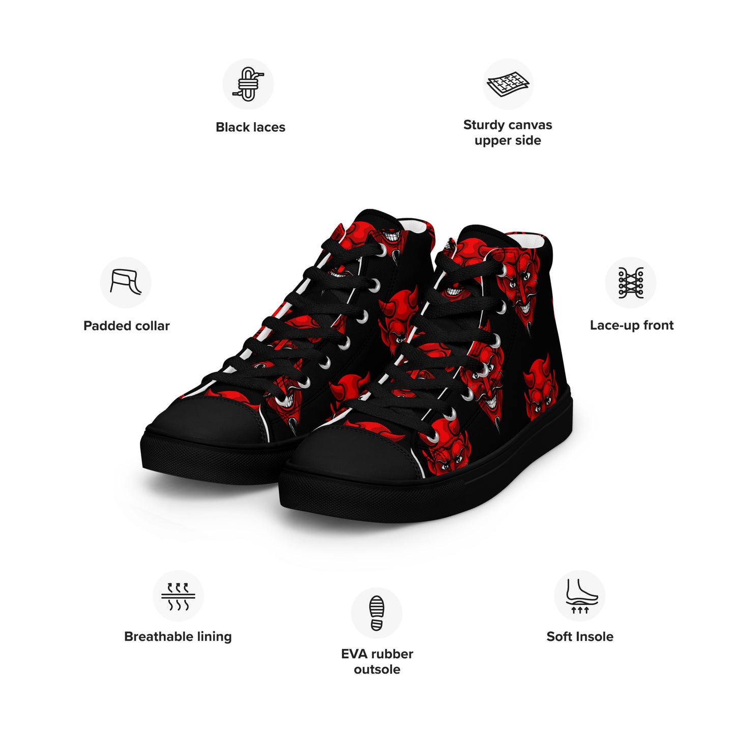WOMEN'S RED DEVIL HIGH TOP CANVAS SHOES
