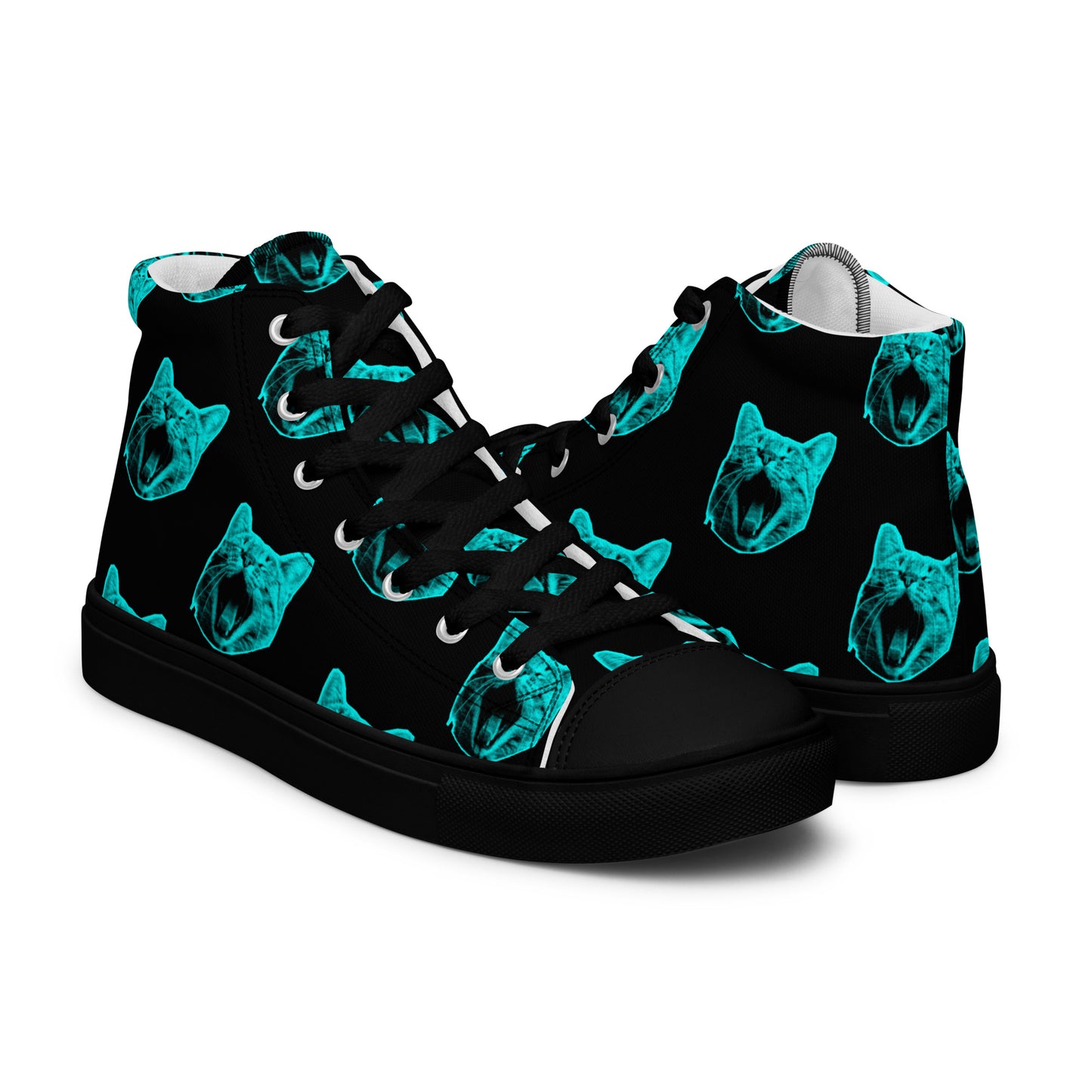 WOMEN'S ELECTRIC BLUE CAT HIGH TOP CANVAS SHOES
