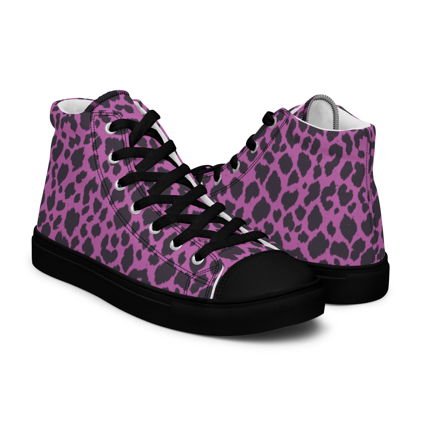 WOMEN'S PINK LEOPARD HIGH TOP CANVAS SHOES