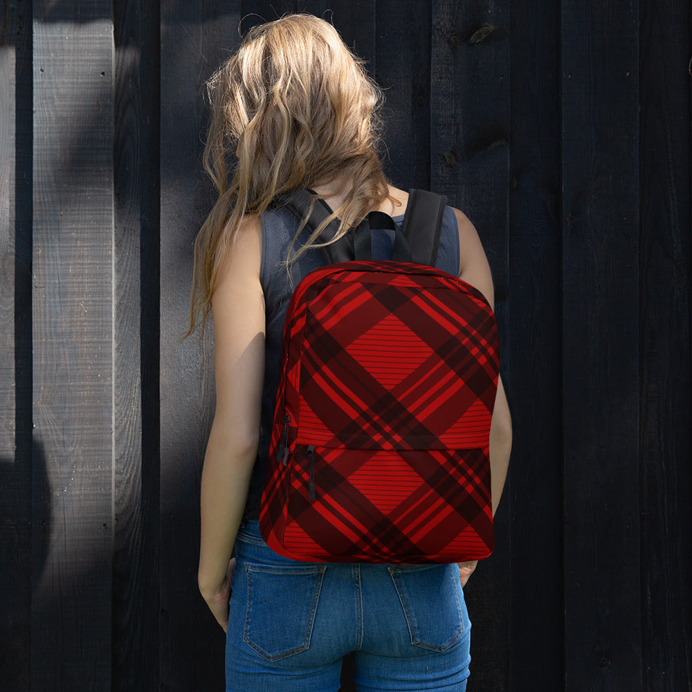 RED PLAID BACKPACK