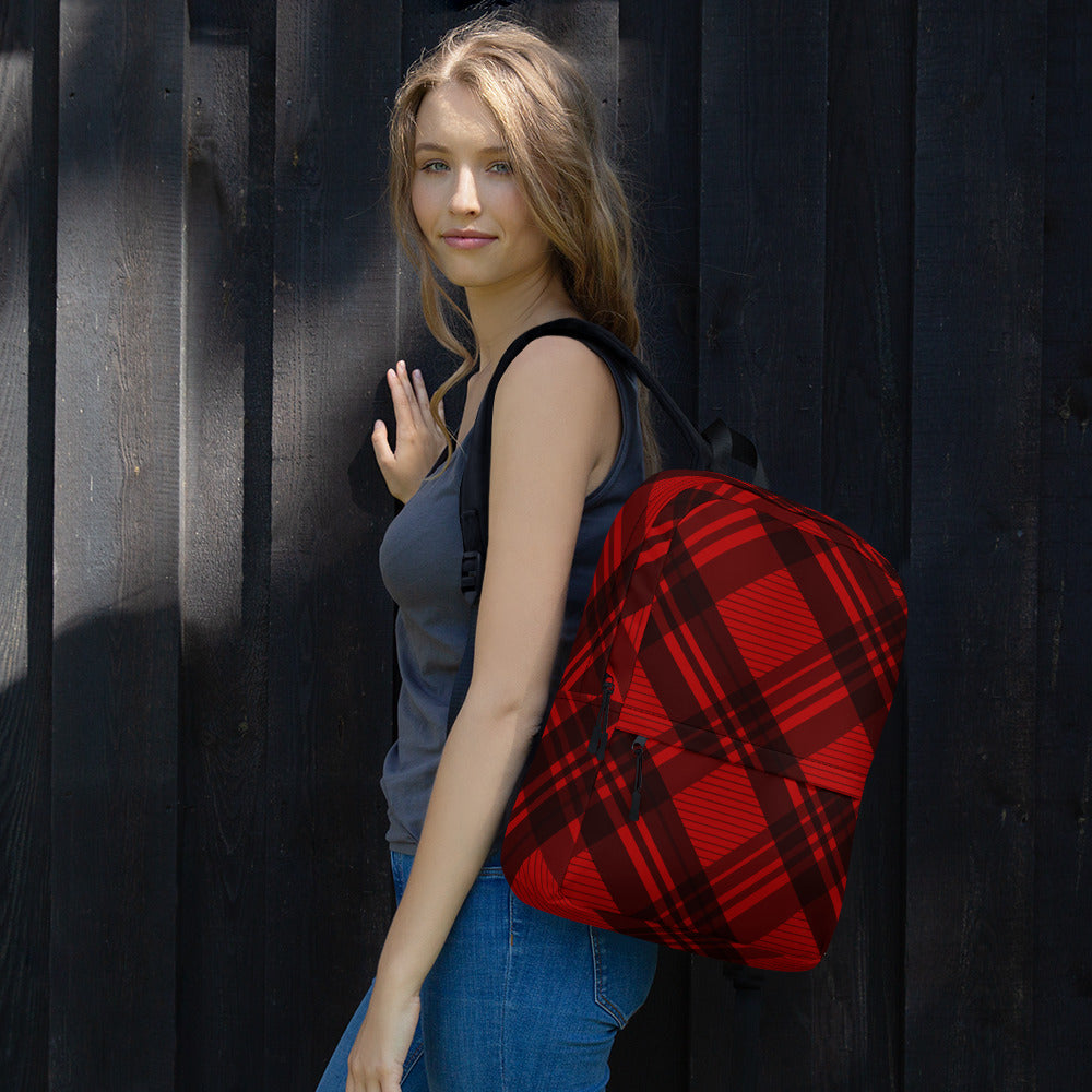 RED PLAID BACKPACK