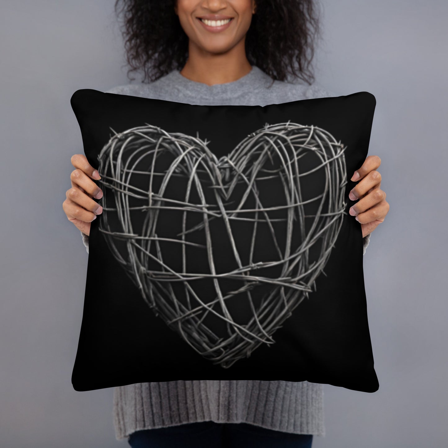 BARBED WIRE HEART ACCENT PILLOW