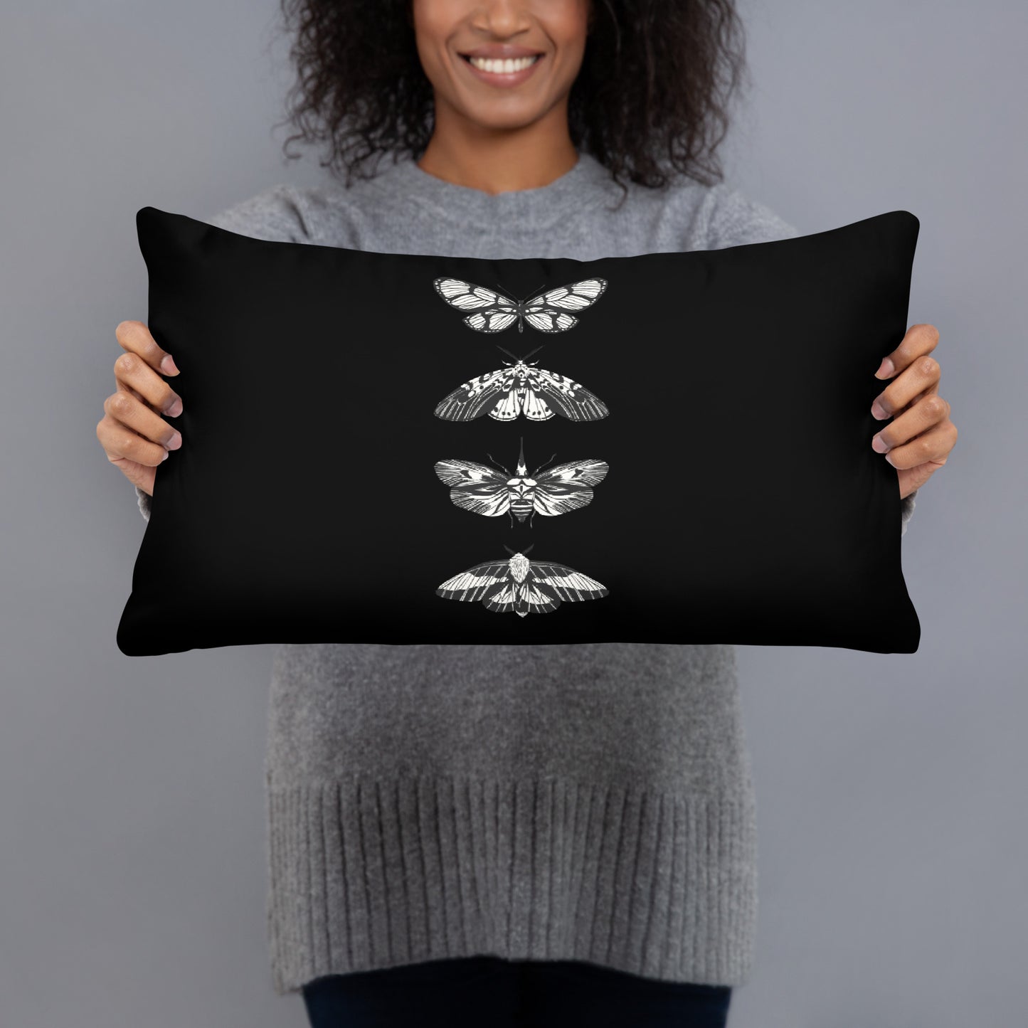 B&W MOTHS ACCENT PILLOW