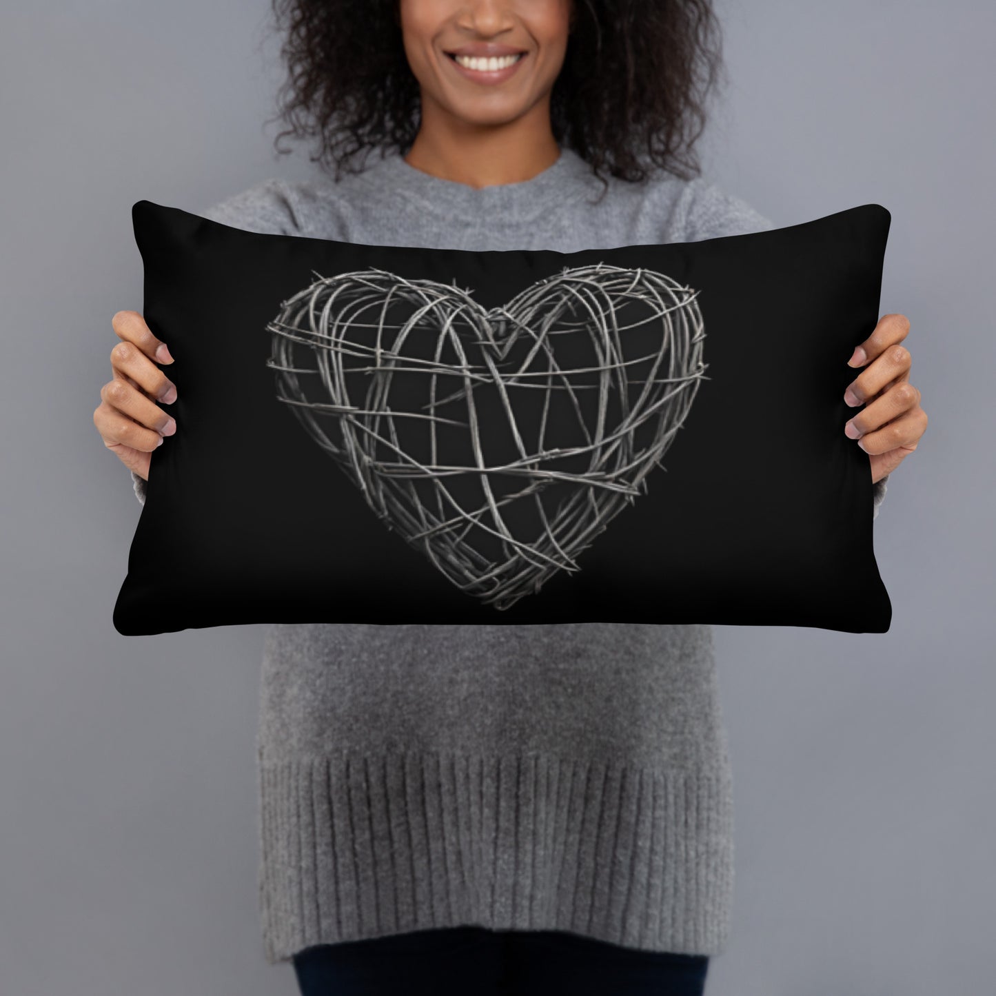 BARBED WIRE HEART ACCENT PILLOW