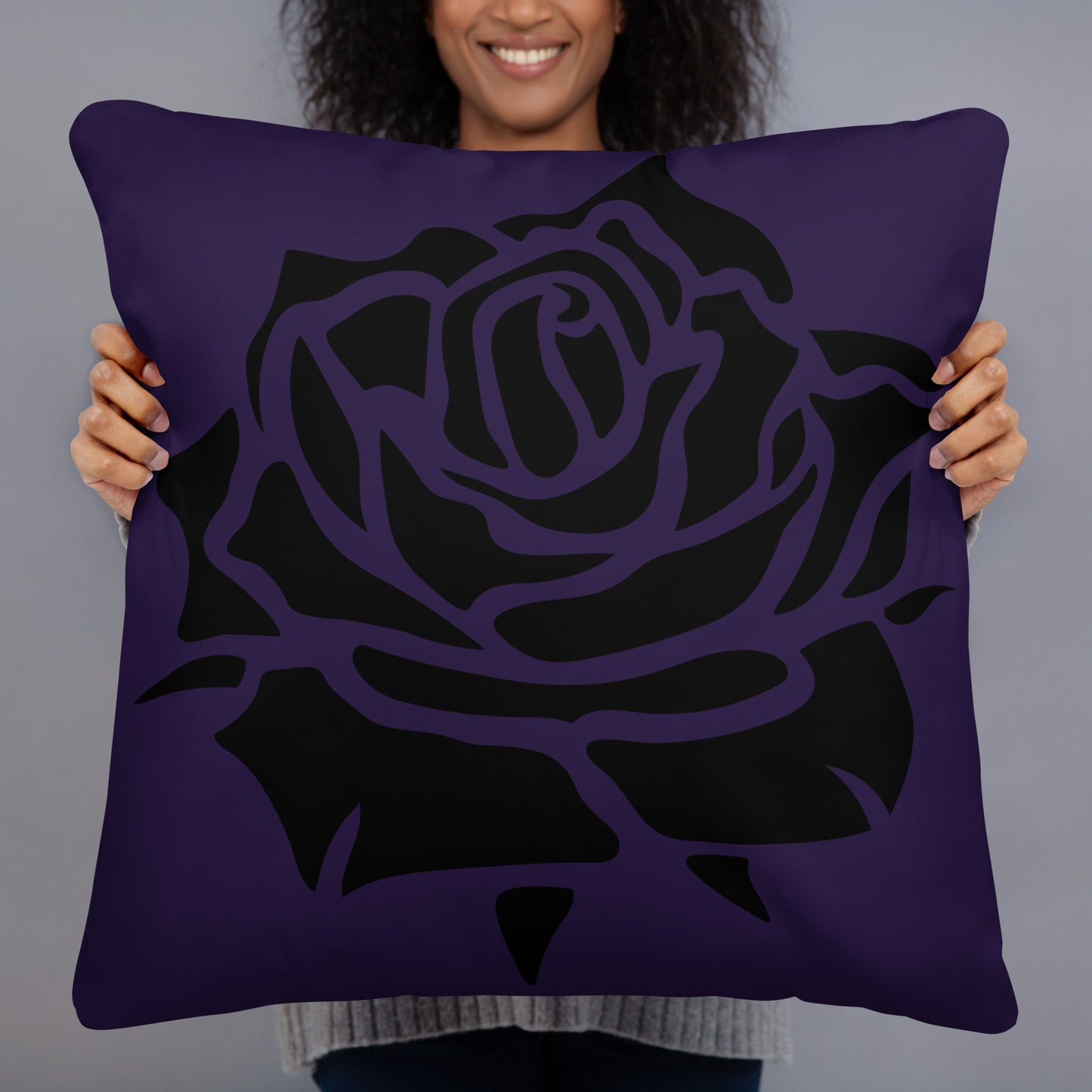 DEEP PURPLE ROSE PILLOW