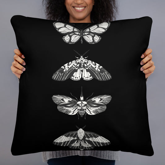 B&W MOTHS ACCENT PILLOW
