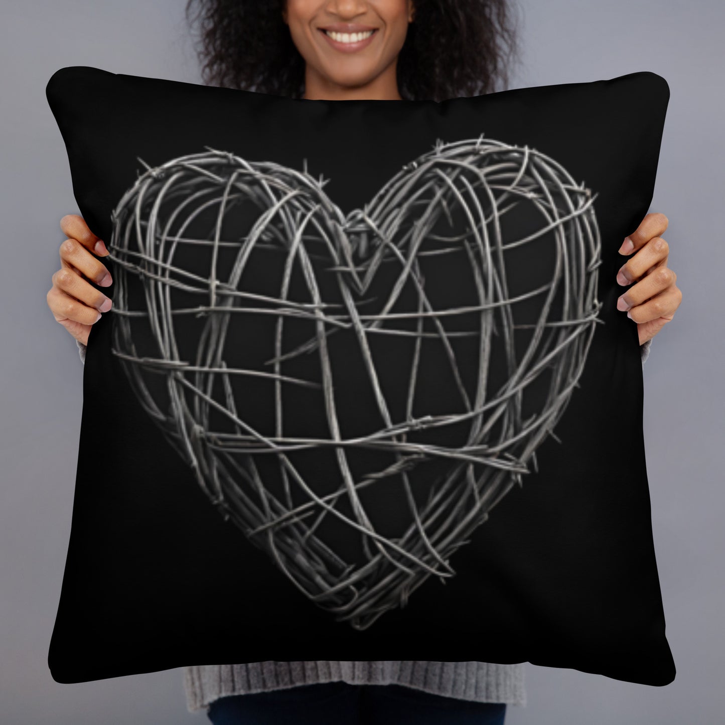 BARBED WIRE HEART ACCENT PILLOW