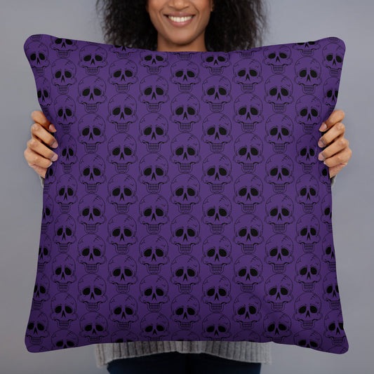 PURPLE LAUGHING SKULL PILLOW