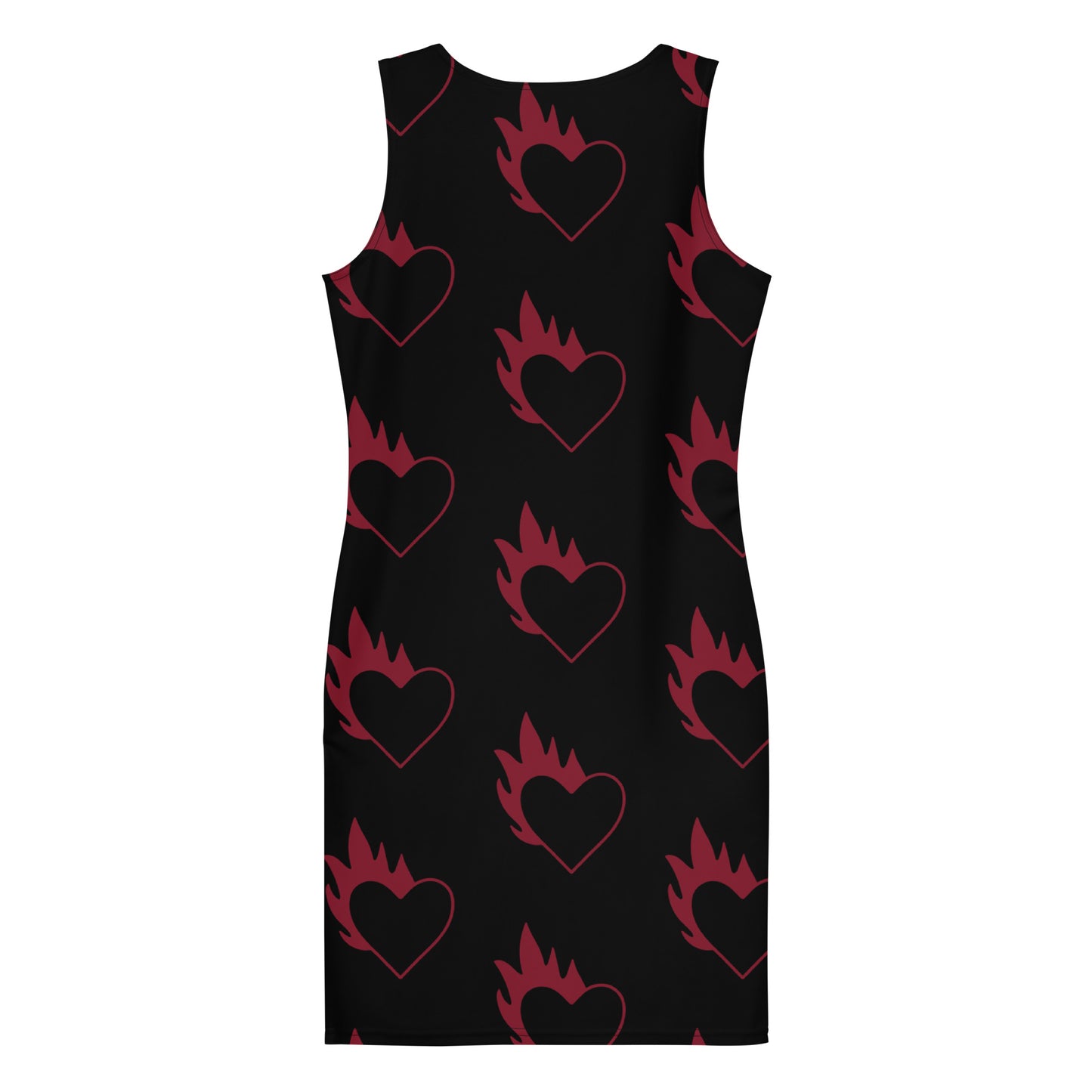 FLAMING HEART FITTED DRESS