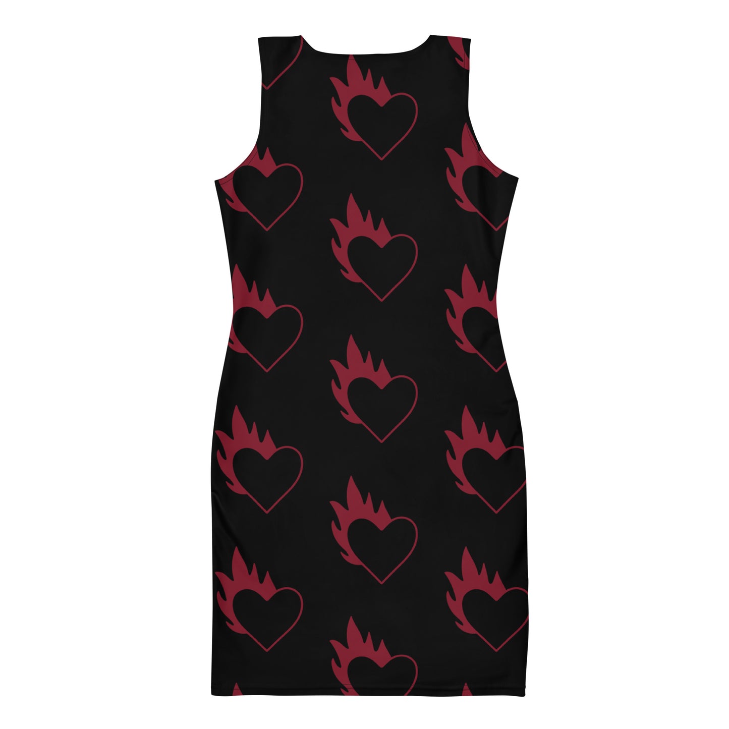 FLAMING HEART FITTED DRESS