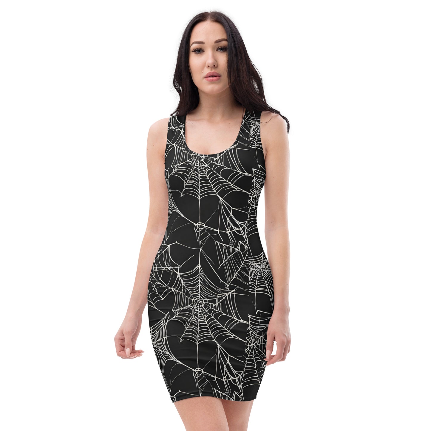 WEB OF LIES FITTED DRESS