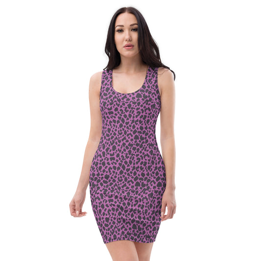 PINK LEOPARD FITTED DRESS