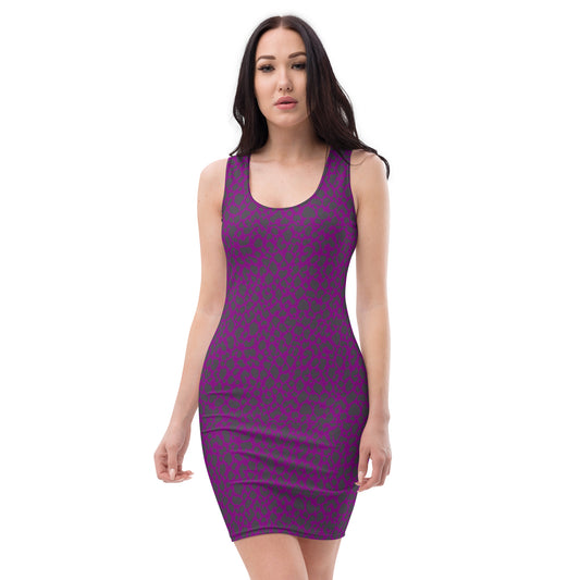 PURPLE LEOPARD FITTED DRESS