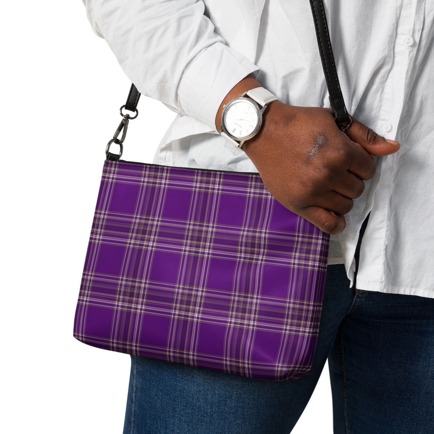 PURPLE PLAID CROSSBODY BAG
