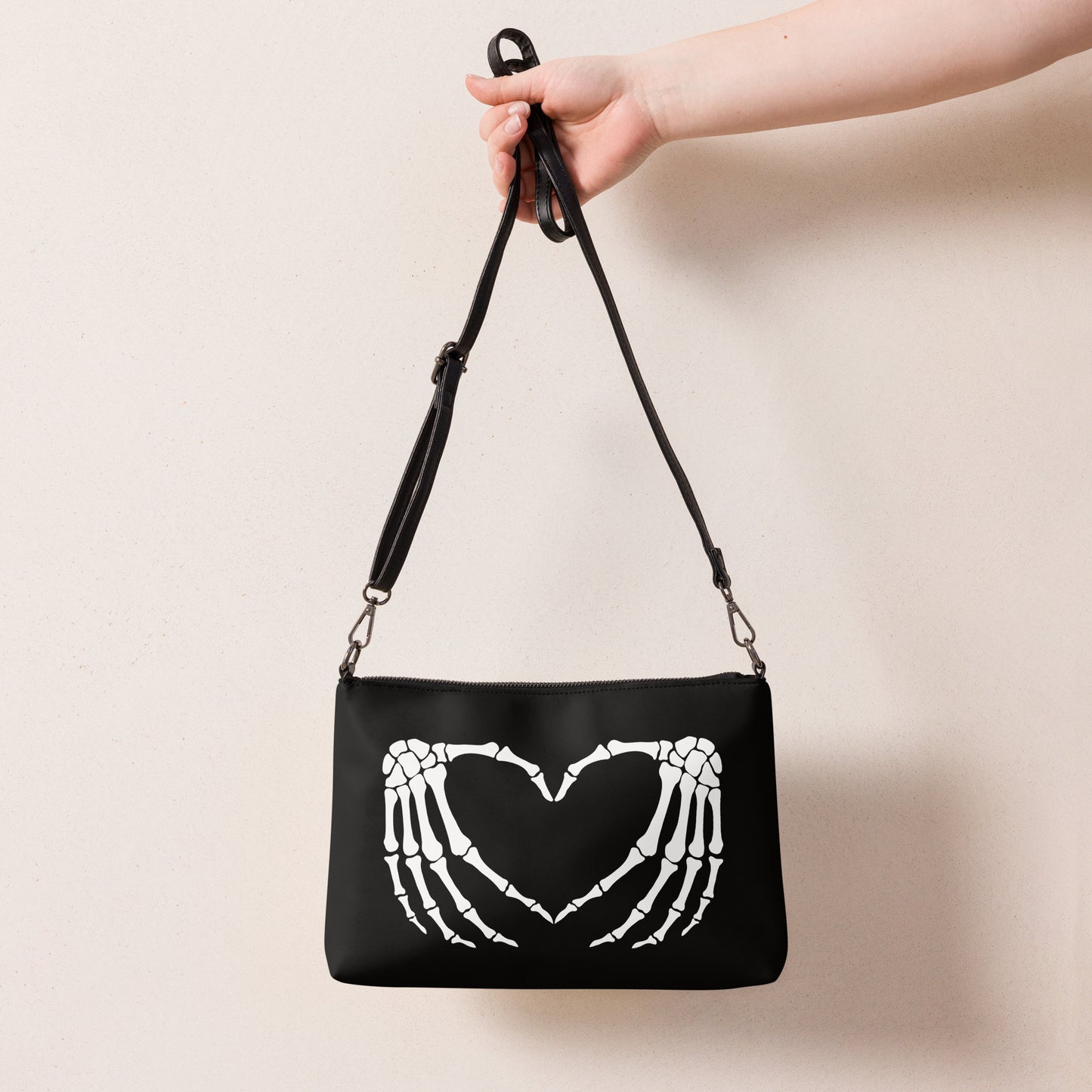 SKELETON HANDS HEART CROSSBODY BAG