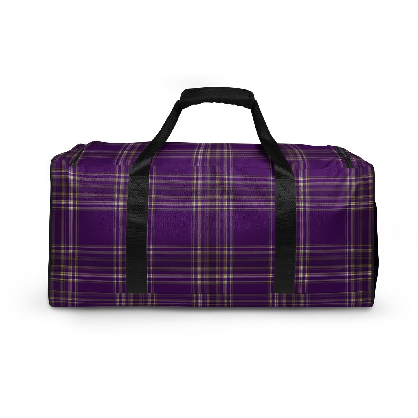PURPLE PLAID LARGE DUFFEL BAG
