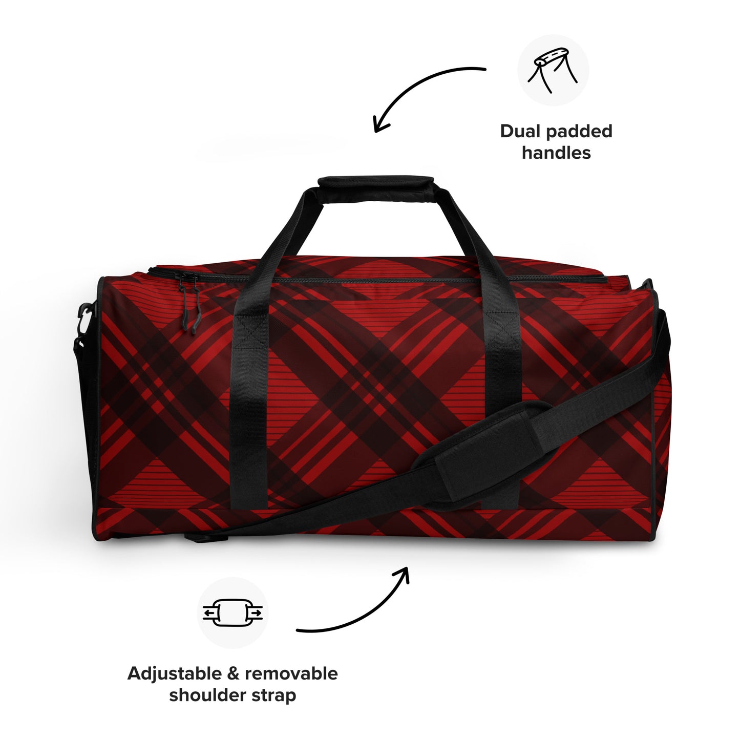 RED PLAID LARGE DUFFEL BAG