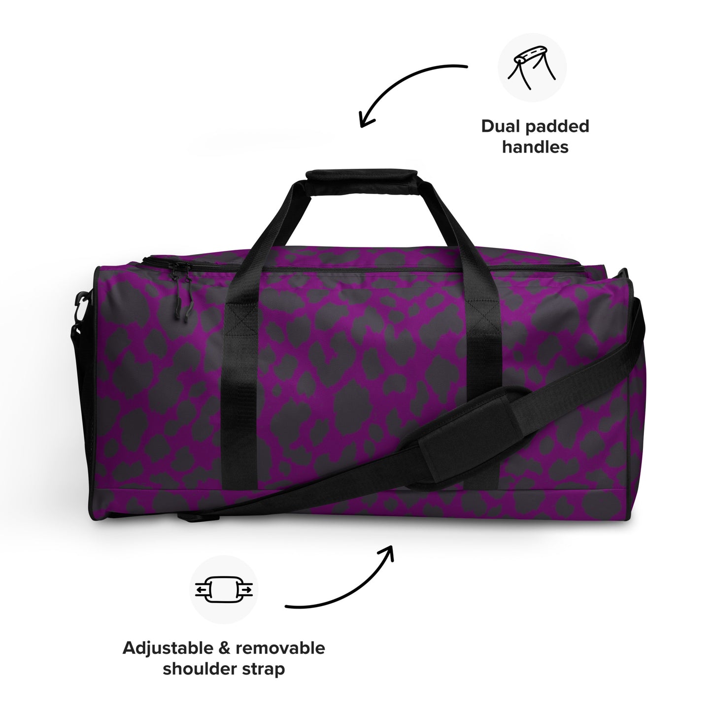 PURPLE LEOPARD LARGE DUFFEL BAG