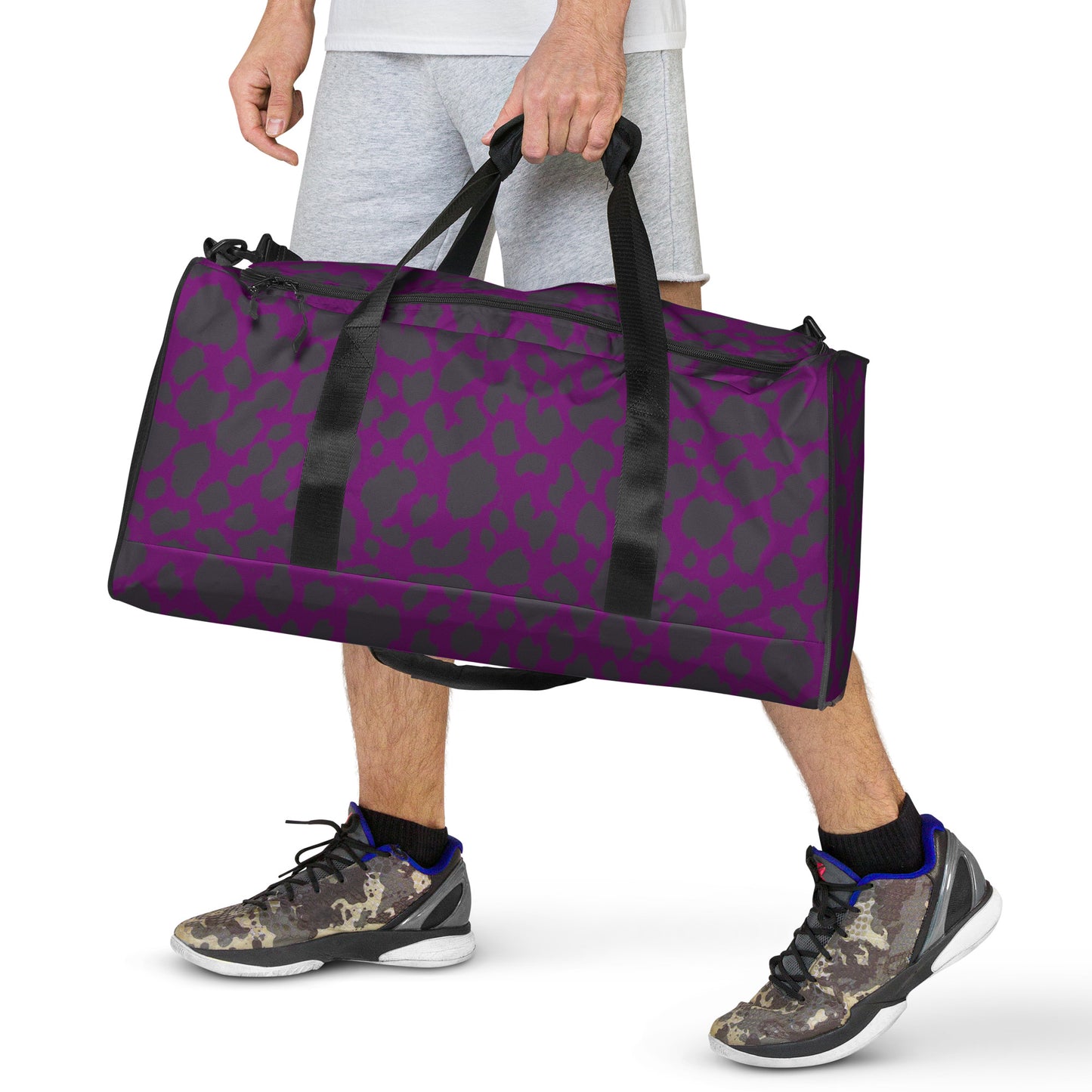 PURPLE LEOPARD LARGE DUFFEL BAG