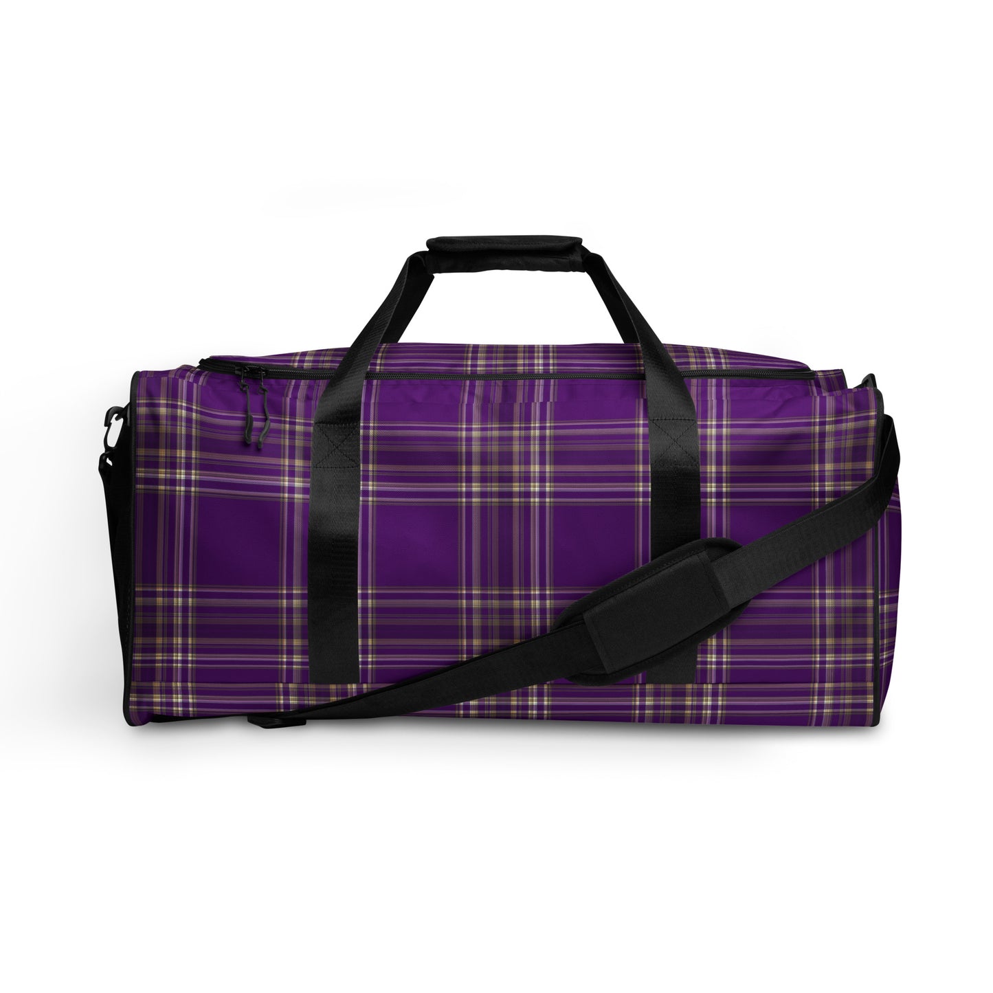 PURPLE PLAID LARGE DUFFEL BAG
