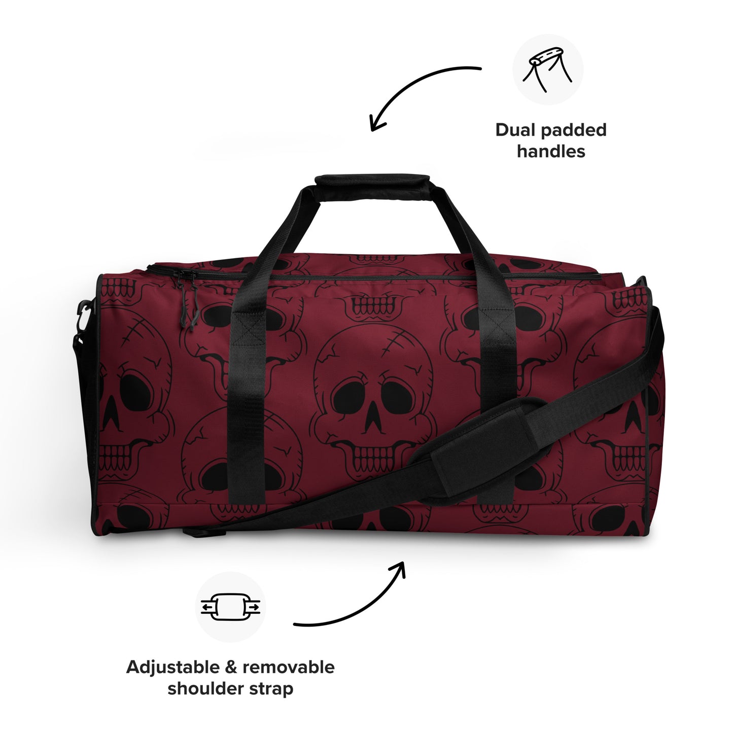 RED LAUGHING SKULL LARGE DUFFEL BAG