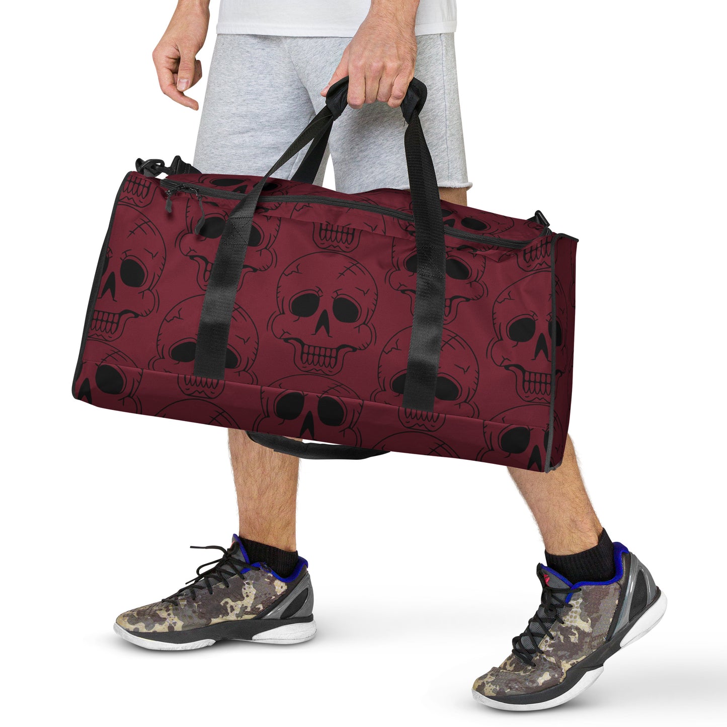 RED LAUGHING SKULL LARGE DUFFEL BAG