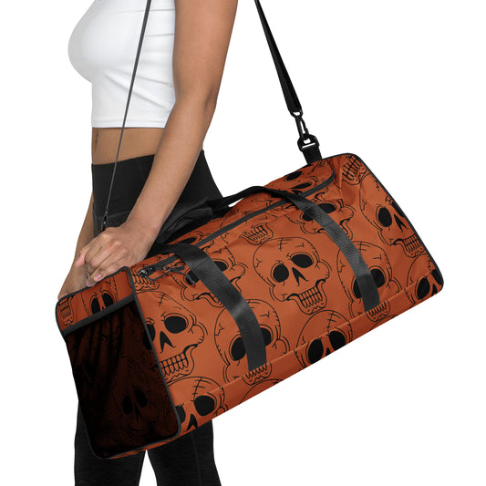 ORANGE LAUGHING SKULL LARGE DUFFEL BAG