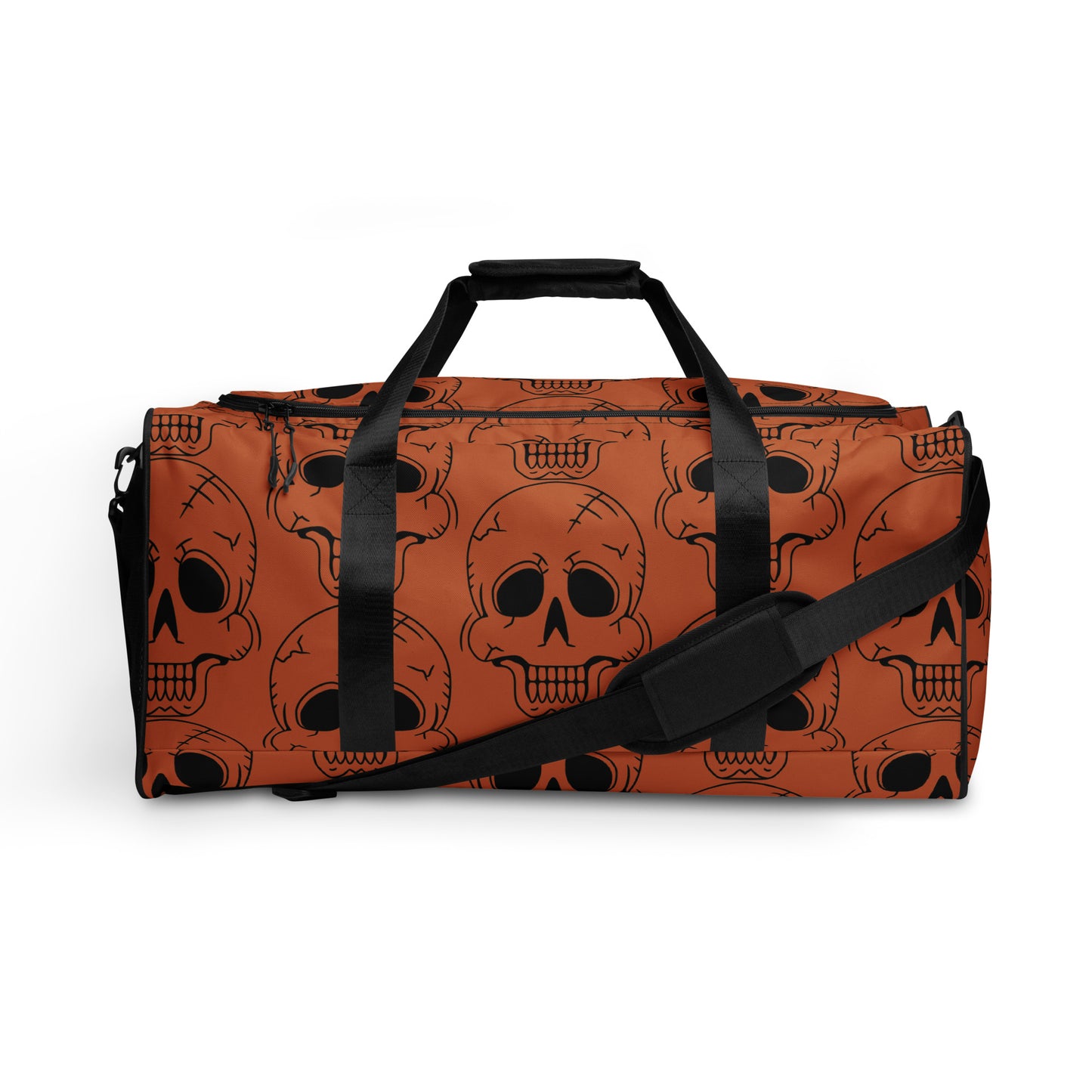 ORANGE LAUGHING SKULL LARGE DUFFEL BAG