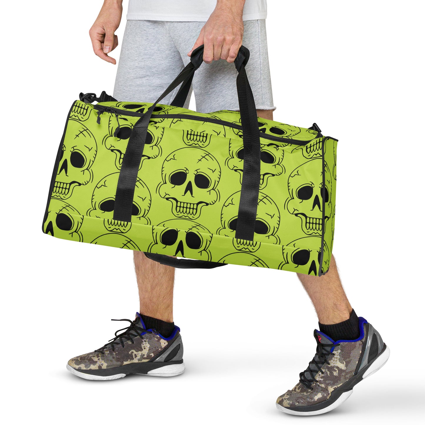 YELLOW LAUGHING SKULL LARGE DUFFEL BAG