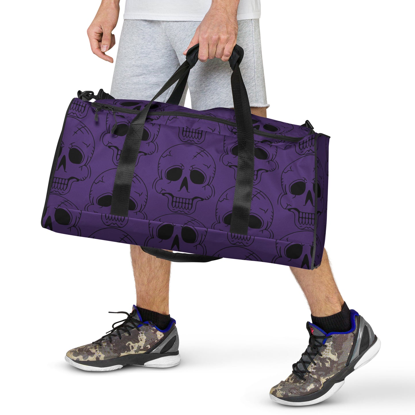PURPLE LAUGHING SKULL LARGE DUFFLE BAG