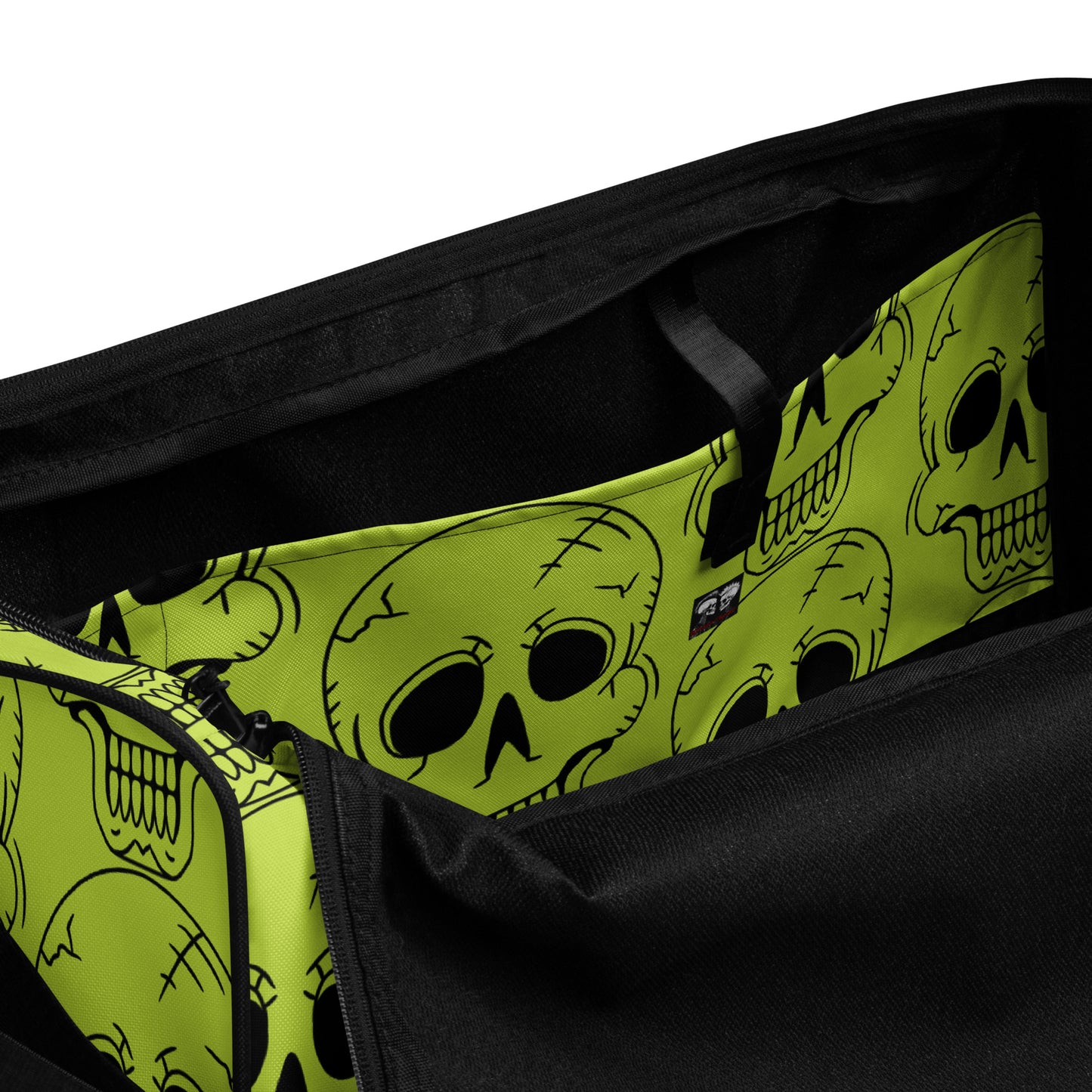 YELLOW LAUGHING SKULL LARGE DUFFEL BAG