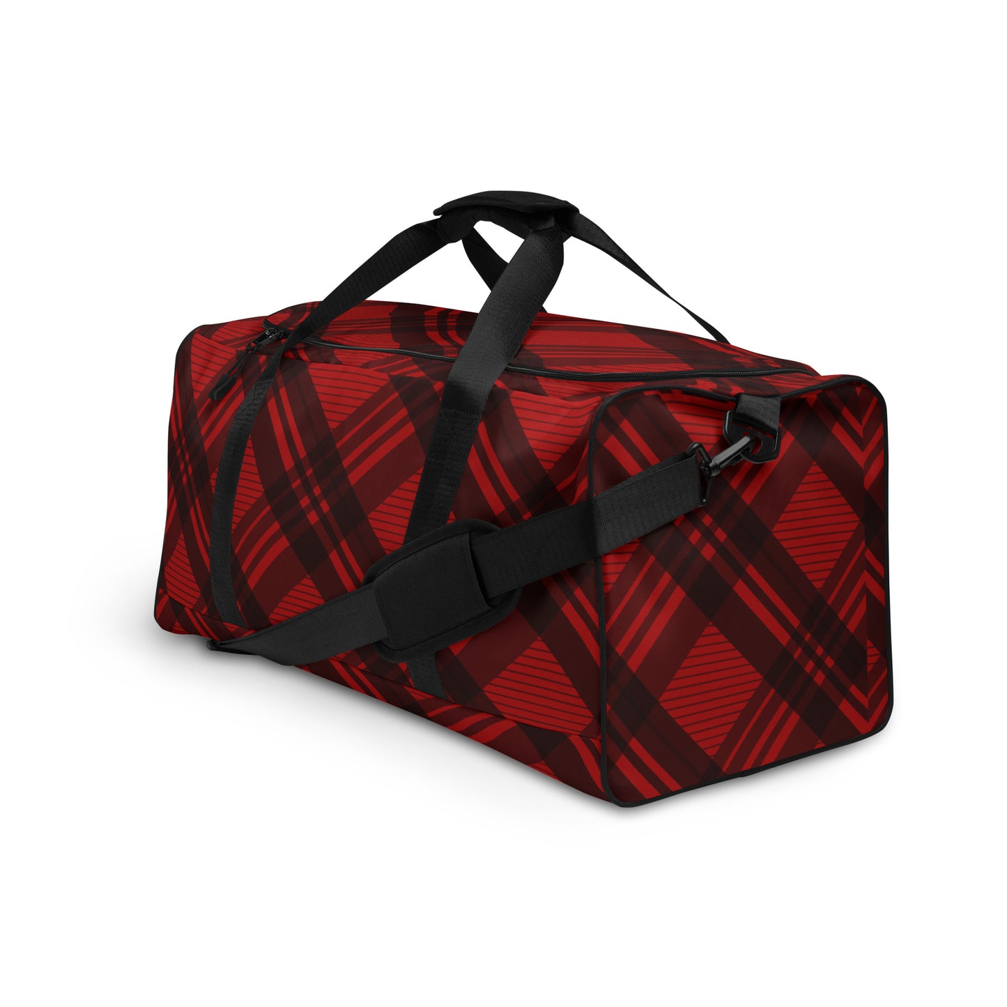RED PLAID LARGE DUFFEL BAG