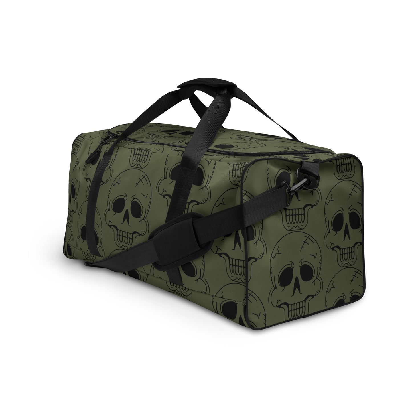 GREEN LAUGHING SKULL LARGE DUFFEL BAG