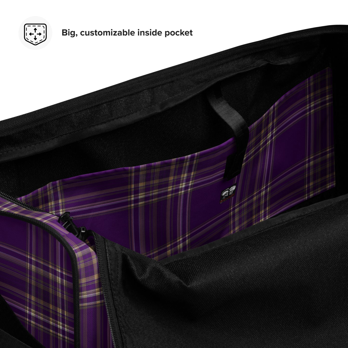 PURPLE PLAID LARGE DUFFEL BAG