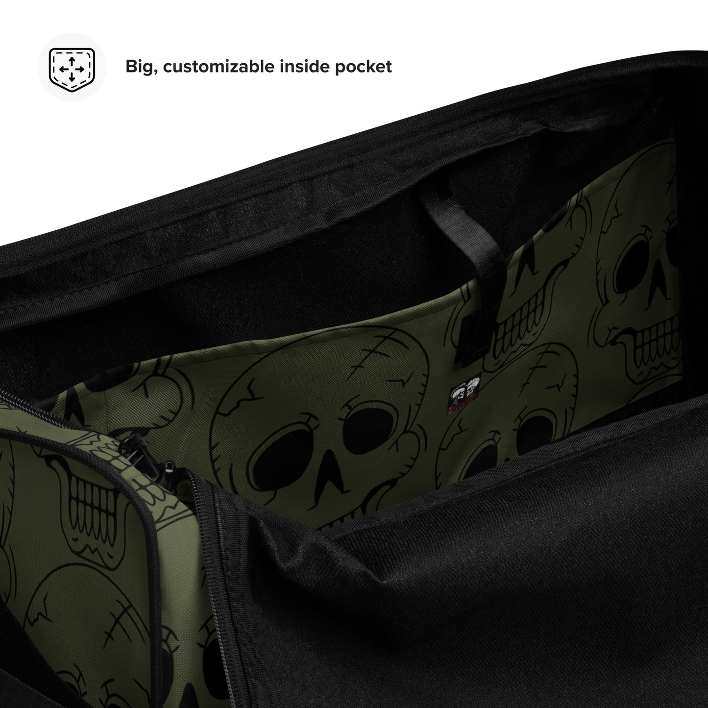 GREEN LAUGHING SKULL LARGE DUFFEL BAG
