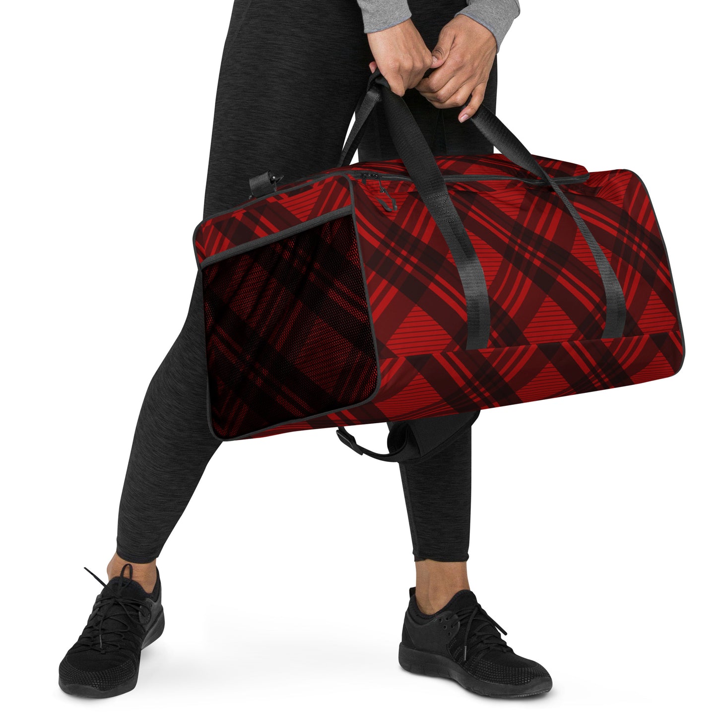 RED PLAID LARGE DUFFEL BAG