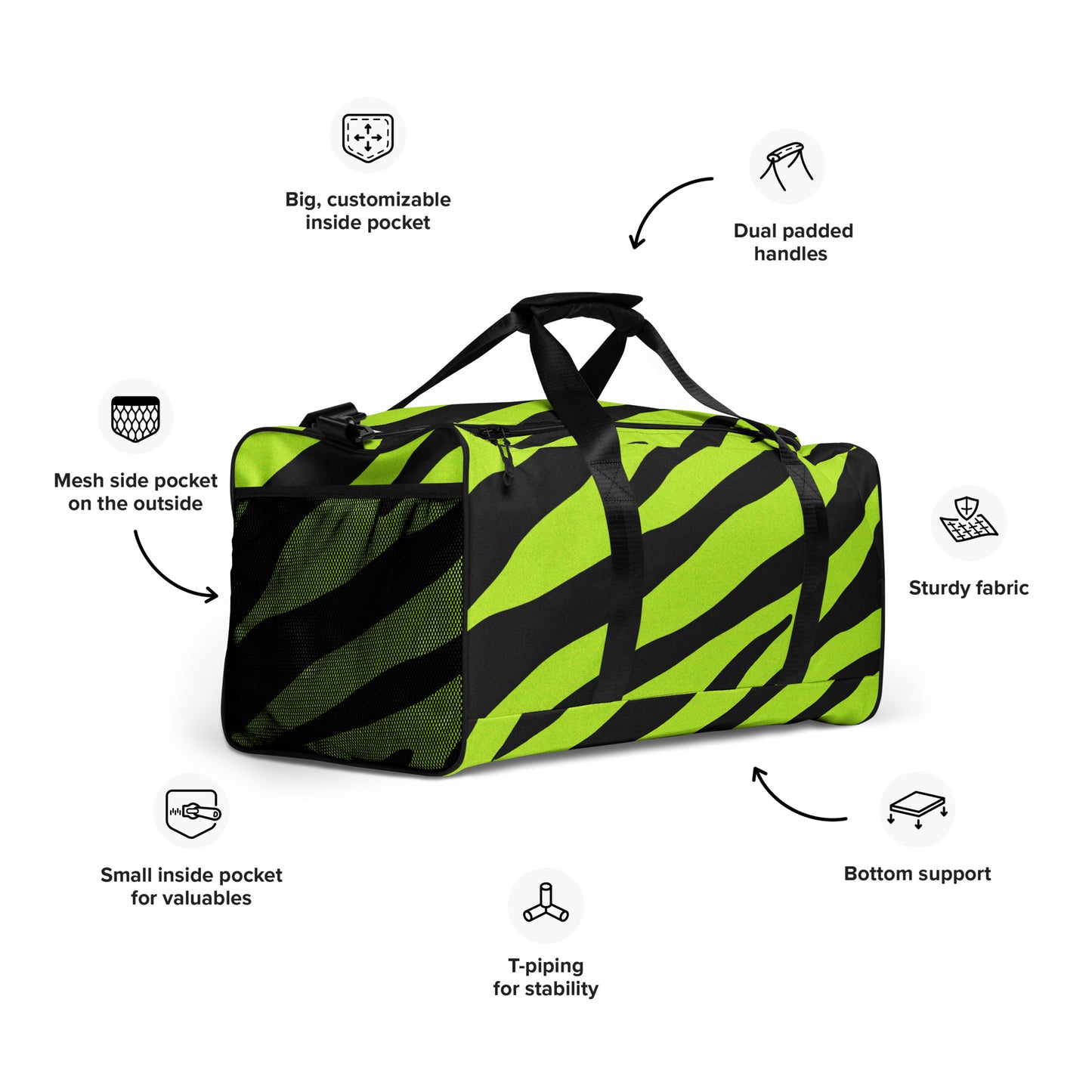 YELLOW ZEBRA LARGE DUFFEL BAG