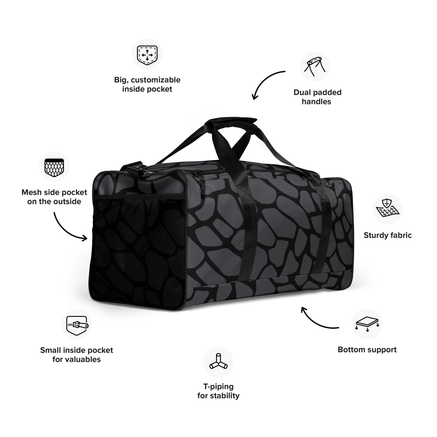 GRAY SNAKESKIN LARGE DUFFEL BAG