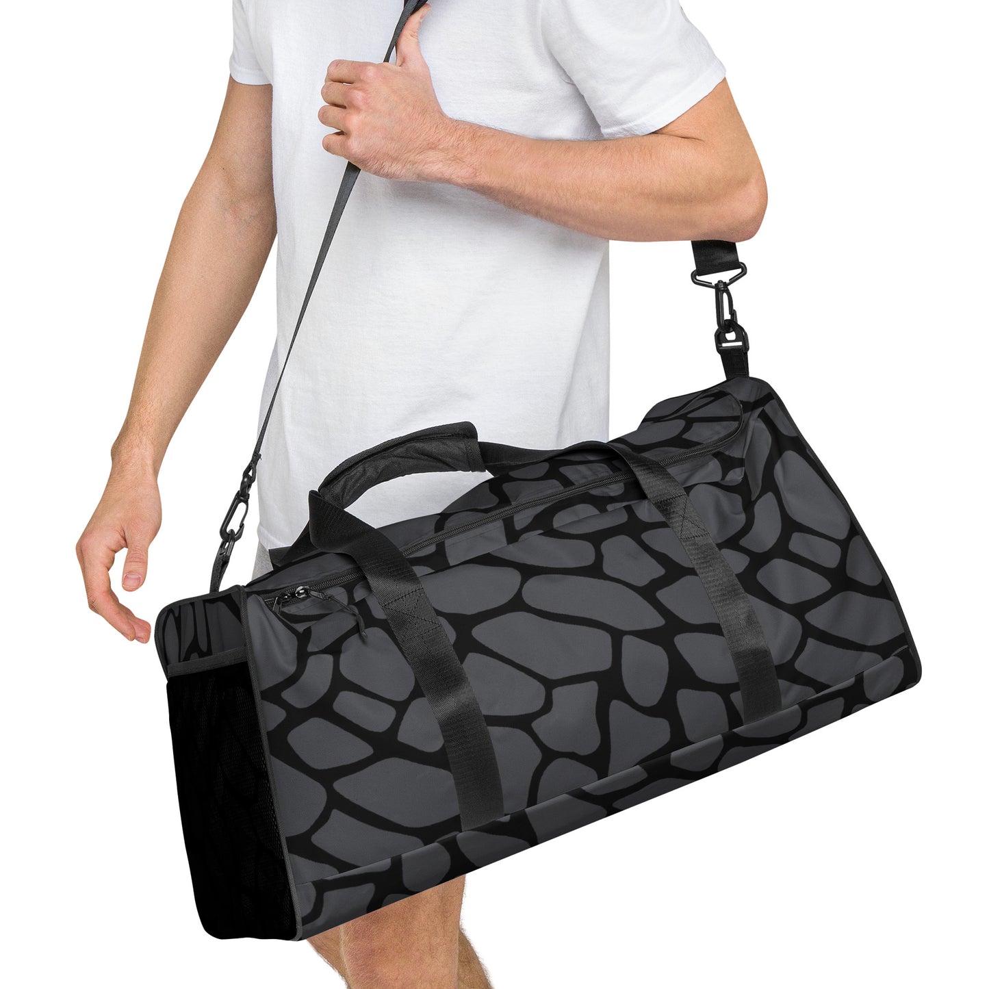 GRAY SNAKESKIN LARGE DUFFEL BAG