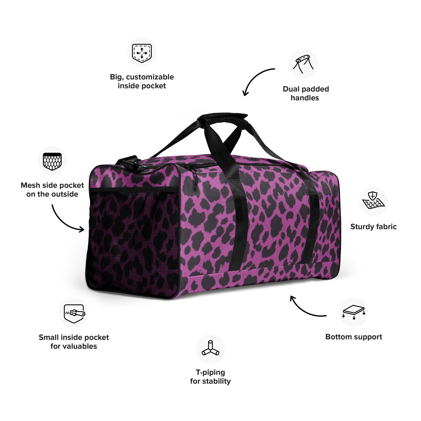 PINK LEOPARD LARGE DUFFEL BAG