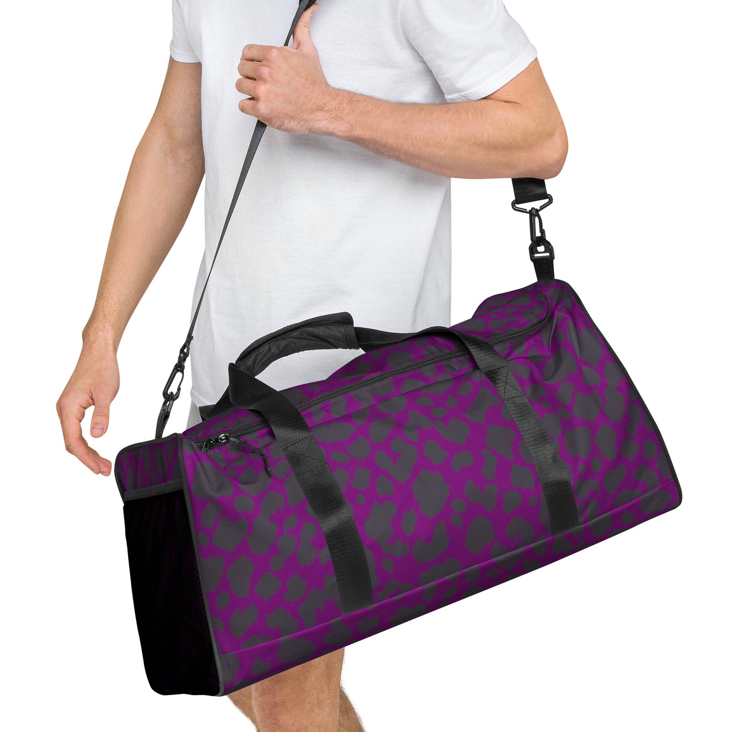 PURPLE LEOPARD LARGE DUFFEL BAG