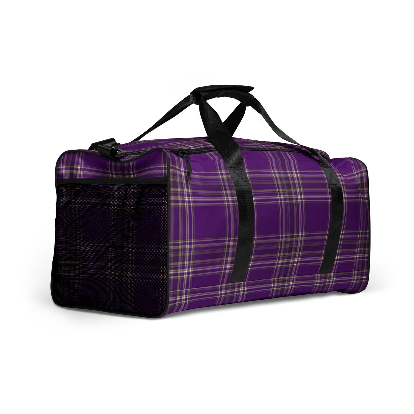 PURPLE PLAID LARGE DUFFEL BAG