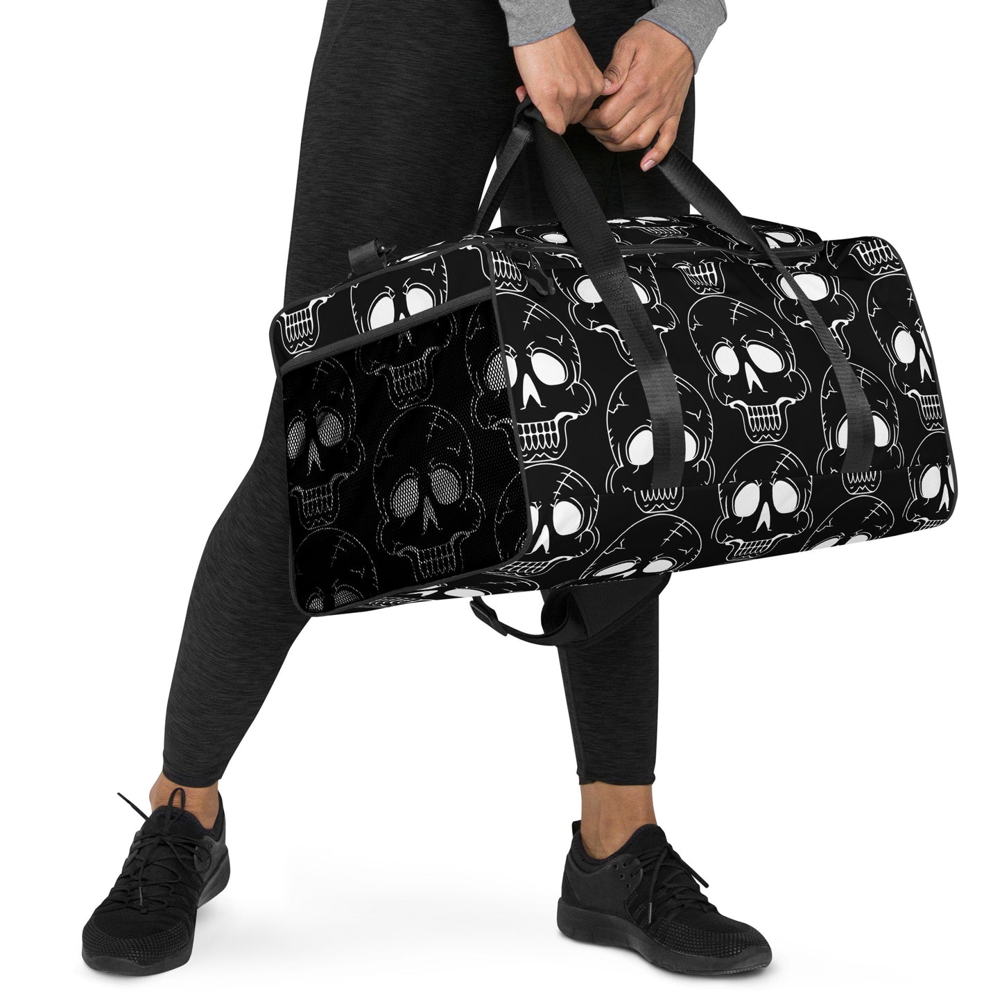 BLACK LAUGHING SKULL LARGE DUFFEL BAG
