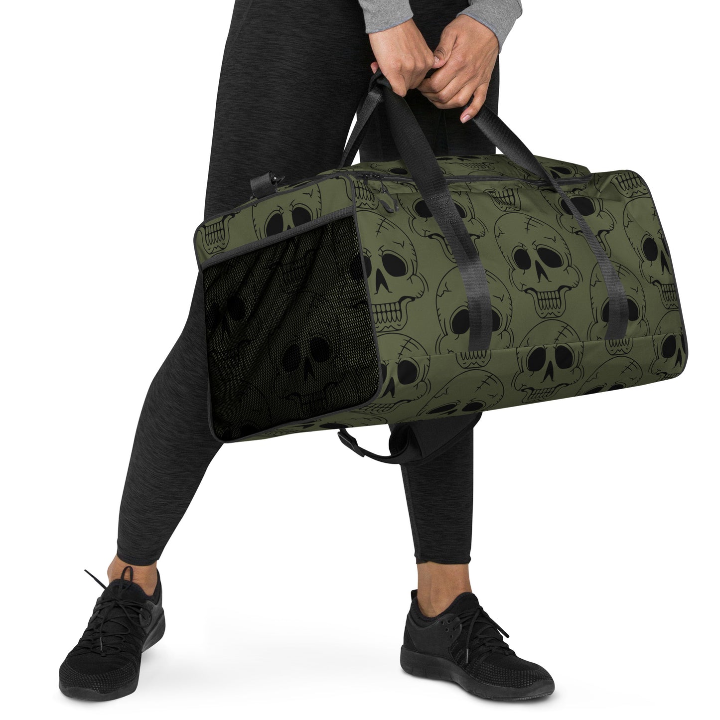 GREEN LAUGHING SKULL LARGE DUFFEL BAG