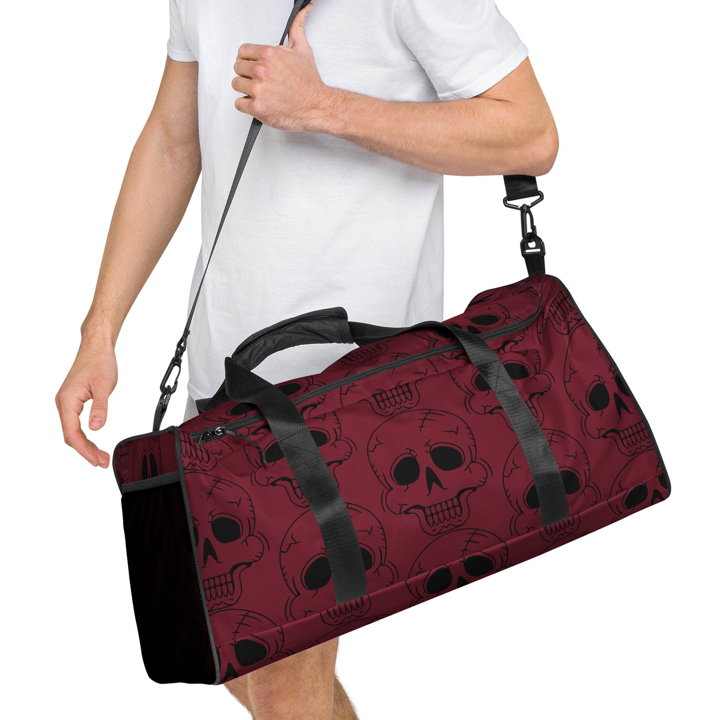 RED LAUGHING SKULL LARGE DUFFEL BAG