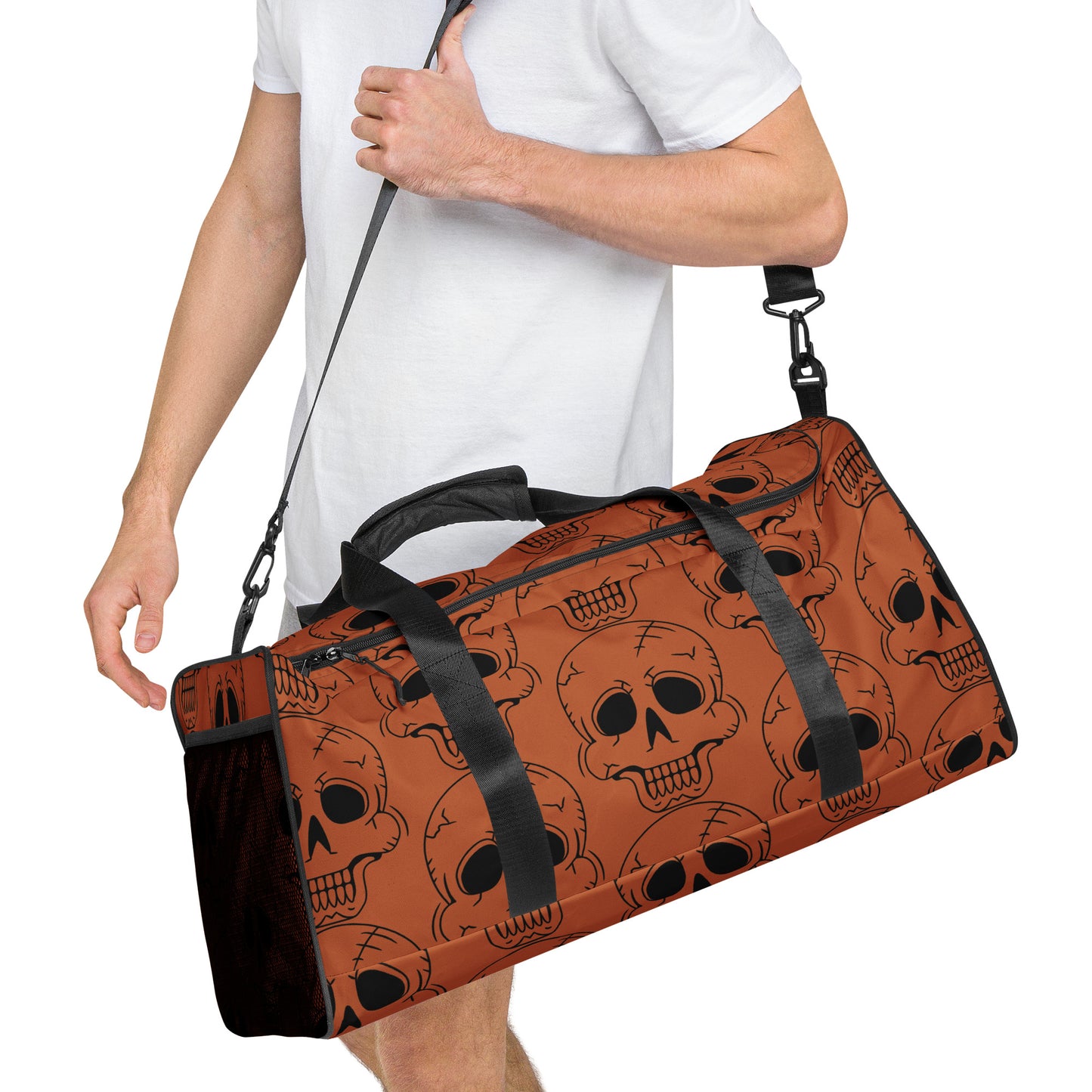 ORANGE LAUGHING SKULL LARGE DUFFEL BAG